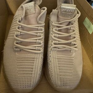 Steve Madden Taupe Knit Sneakers with Sparkle Accents